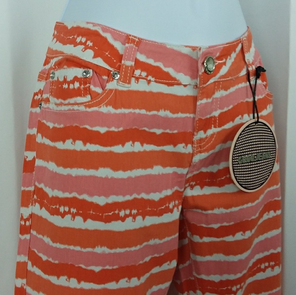 Unique tie dye ORANGE funky tie dyed jeans       K - Picture 2 of 6